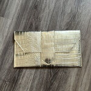 New JJ Winters Nikki Platinum Croc Chic Clutch